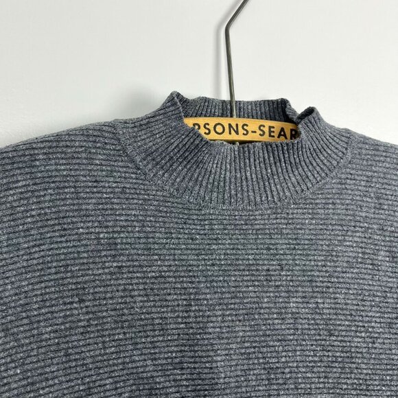 Zara Knit Womens Grey Ribbed Mockneck Cropped Sweater Small - Picture 2 of 4